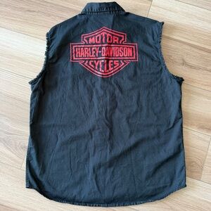Harley Davidson Black and Red Biker Motorcycle Vest
